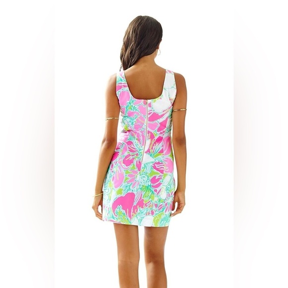 Lilly Pulitzer Cathy Flamingo Pink Don't Give a Cluck Print‎ Shift Dress. - Picture 6 of 14